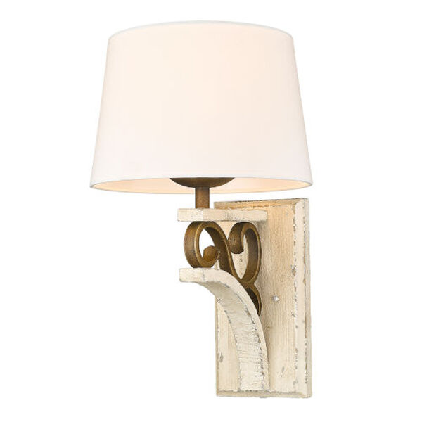 Solay Burnished Chestnut One-Light Wall Sconce with Ivory Linen Shade, image 1